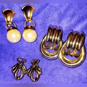 1980's Clip On Earrings Lot~3 Pair